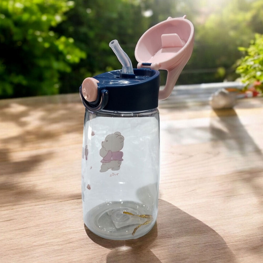 Botella con bombilla y tapa de silicona para niños