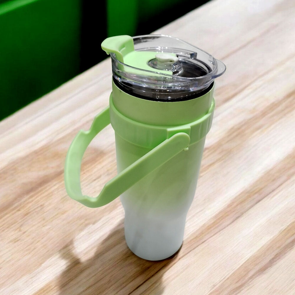 Vaso aislado de acero inoxidable, con asa y tapa, 40onz